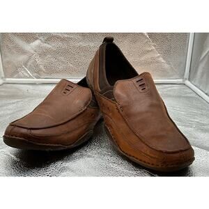 Rockport adiPRENE by adidas SZ 11.5W Brown Slip on Leather Neoprene Loafers